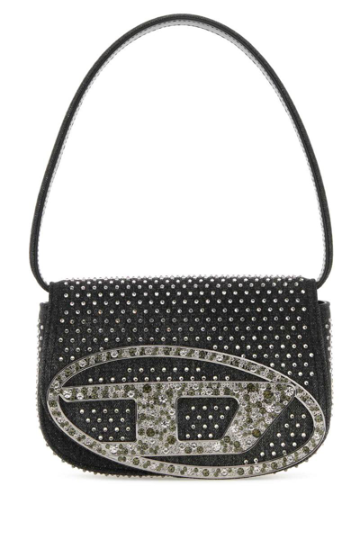 Diesel 1dr Denim Shoulder Bag In Black