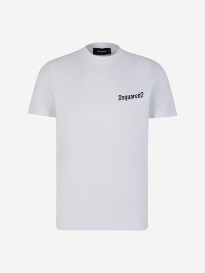 Dsquared2 Cotton Printed T-shirt In Blanc