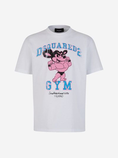 Dsquared2 Gym Printed T-shirt In Blanc