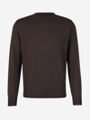 Canali Long-sleeve Fitted Sweater In Marró Fosc