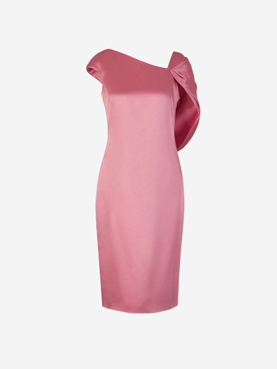 Givenchy Cape-detailed Satin Midi Dress In Flamingo