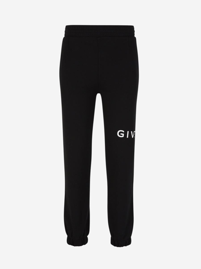 Givenchy Logo Cotton Joggers In Negre