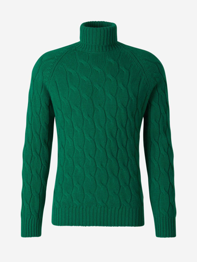 Gran Sasso Wool Braided Sweater In Verd