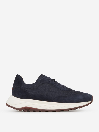 Henderson Baracco Low-top Suede Sneakers In Blau Nit