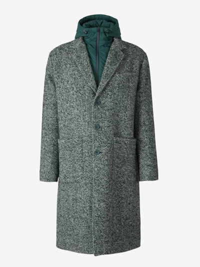 Herno Single Breasted Hooded Coat In Multi