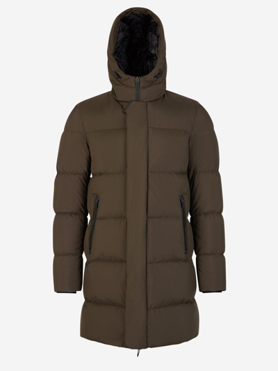 Herno Hooded Padded Jacket In Marró Fosc