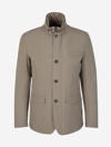 Herno High-neck Buttoned Padded Jacket In Beix