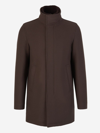Herno Wool-blend Coat In Marró Fosc