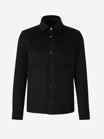 Herno Wool And Cashmere Overshirt In Negre