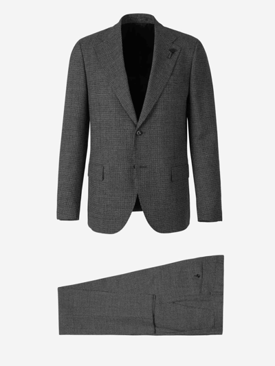 Lardini Wool Knitted Suit In Blanc I Negre