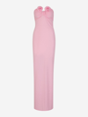 Magda Butrym Strapless Appliquéd Draped Stretch-jersey Maxi Dress In Rosa