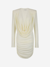 Magda Butrym Draped Stretch-jersey Mini Dress In Beix