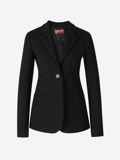 Missoni Chevron Printed Single Breasted Blazer In Negre