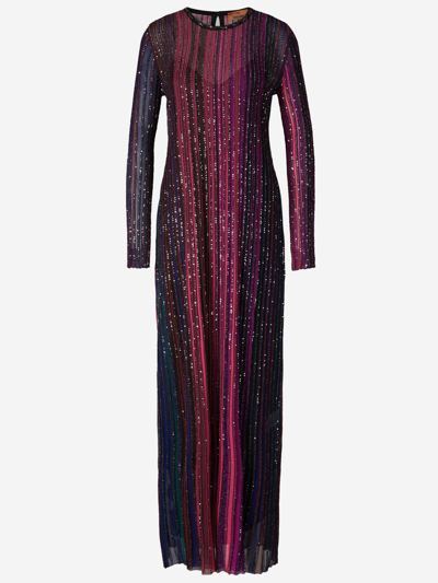 Missoni Sequin-embellished Striped Crochet-knit Maxi Dress In Multicolor