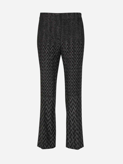 Missoni Zigzag Cropped Trousers In Negre