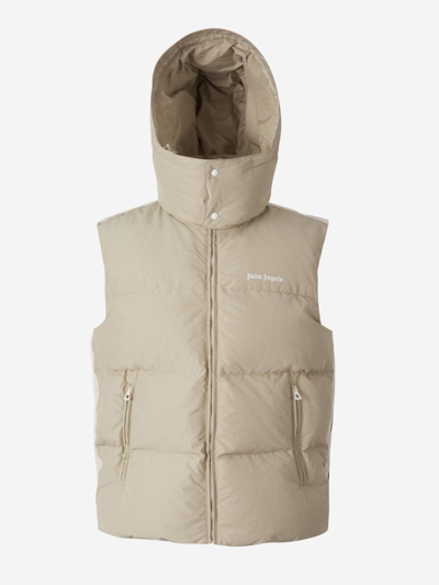 Palm Angels Classic Track Hoodie Vest In Beige,white