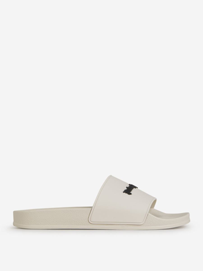 Palm Angels Pool Logo Sandals In Beix