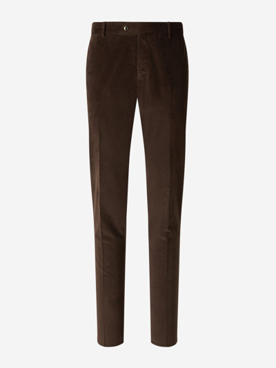 Pt01 Cotton Chino Trousers In Marró