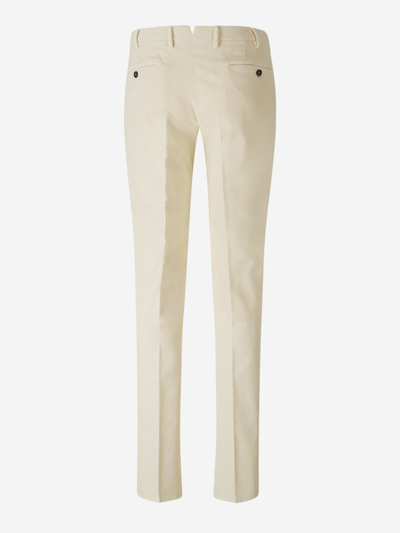 Pt01 Cotton Micro Corduroy Trousers In Crema