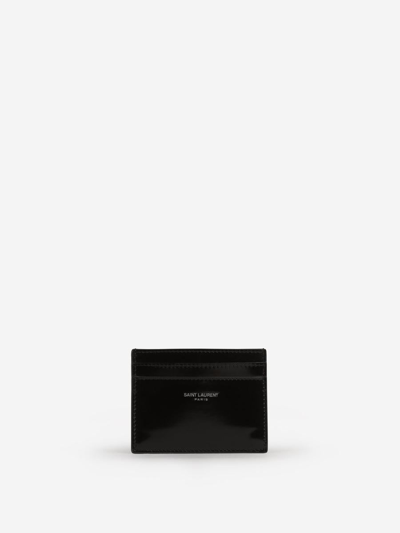 Saint Laurent Paris Leather Card Holder In Negre