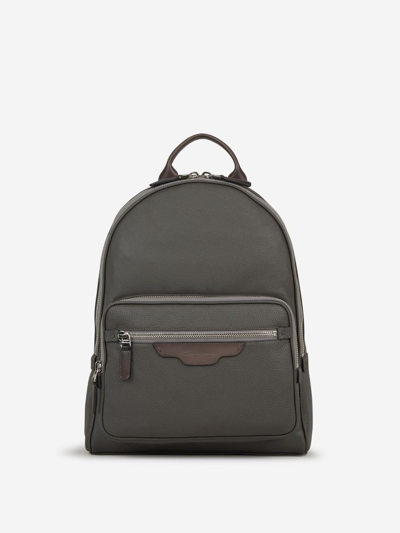 Santoni Men's Zaino Leather Backpack In Gris Carbó