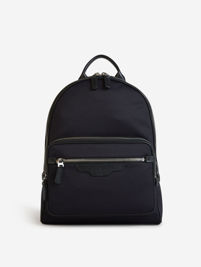 Santoni Grained-texture Leather Backpack In Blau Nit