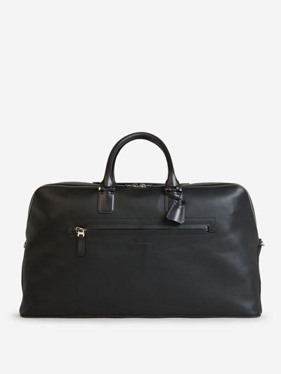 Santoni Leather Travel Bag In Negre