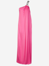 Stella Mccartney Satin One-shoulder Floor-length Dress With Draped Detailing In Rosa