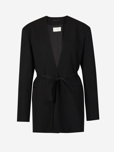 The Row Clio Wool Blazer In Negre