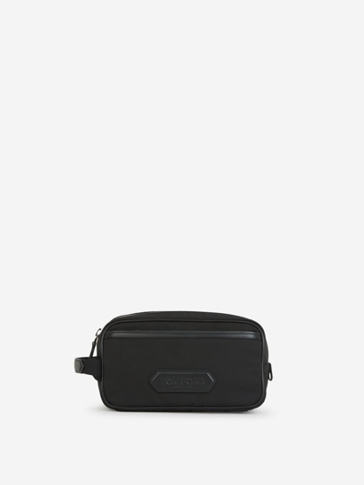 Tom Ford Logo Pocket Toiletry Bag In Negre