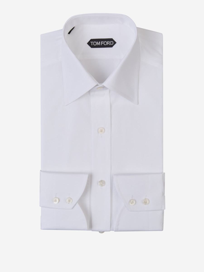 Tom Ford Plain Cotton Shirt In Blanc