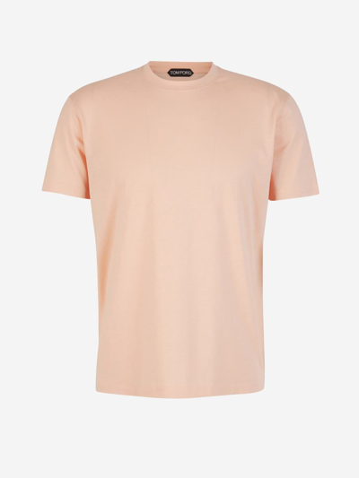 Tom Ford Cotton Mélange Crewneck T-shirt In Petal Pink