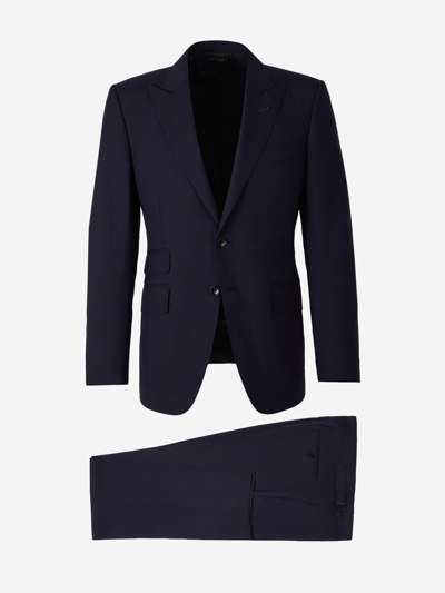 Tom Ford Wool Suit In Navy Colour