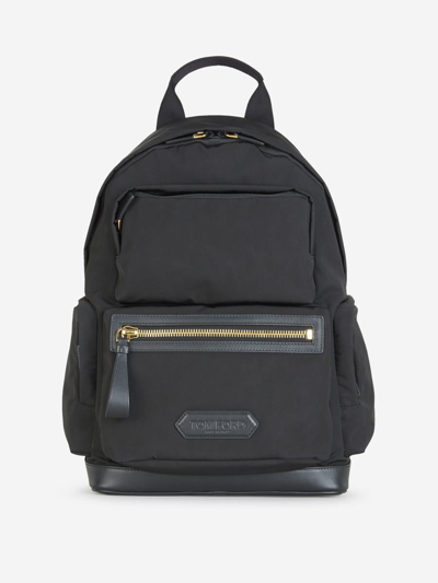 Tom Ford Recycled Nylon Backpack With Leather Logo Patch In Black