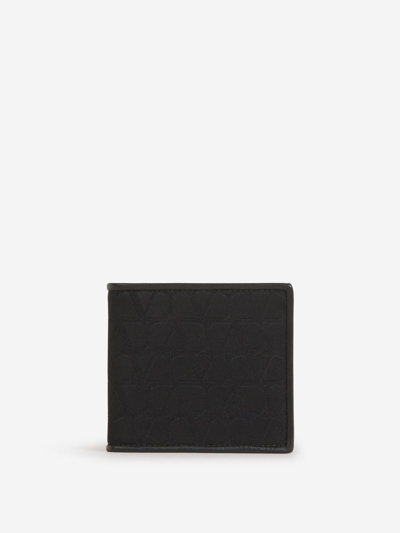 Valentino Garavani Wallet In Toile Iconographe Technical Fabric In Negre