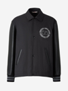 Valentino Track Jacket With Leather Sleeves And Patches In Negre