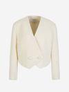 Zimmermann Cropped Double-breasted Wool-blend Tweed Blazer In Crema