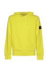 Stone Island Compass-patch Pullover Hoodie In Fluorescent Yellow