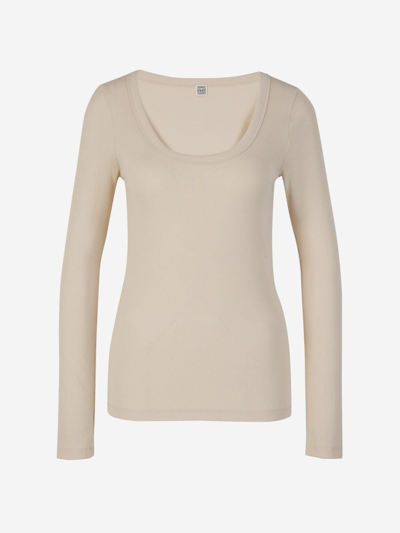 Totême Scoop-neck Organic Cotton T-shirt In Crema