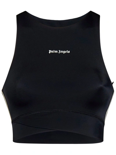 Palm Angels Woman Black Nylon Training Top In Nero