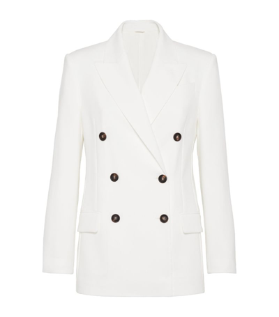 Brunello Cucinelli Cotton Double-breasted Blazer In White