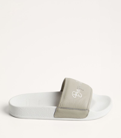 Brunello Cucinelli Kids' Calfskin Slides In Grey