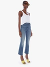 Mother Sky Blue High-rise Straight Jeans In Blue