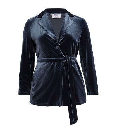 Marina Rinaldi Velvet Wrap Jacket In Blue