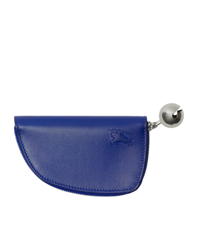 Burberry Leather Shield Coin Pouch In Blue