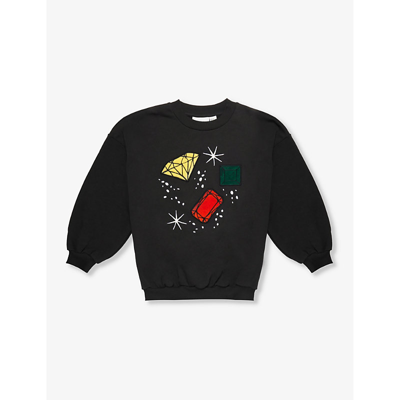 Mini Rodini Boys Black Kids Jewel-motif Cotton-jersey Sweatshirt 18 Months-11 Years
