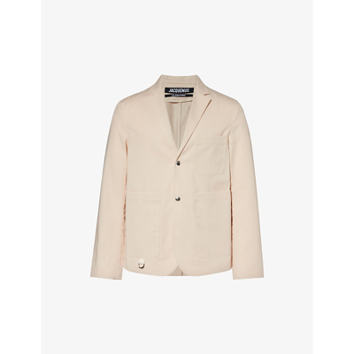 Jacquemus Mens Beige La Waistcoate Jean Notched-lapel Cotton And Linen-blend Jacket
