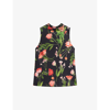 Ted Baker Demitri Floral Sleeveless Cowl Neck Mesh Top In Black