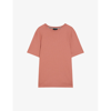 Ted Baker Mens Mid-pink Rakes Ribbed Crewneck Cotton T-shirt