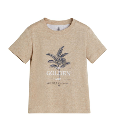 Brunello Cucinelli Kids' Golden Age Print T-shirt (4-12+ Years) In Neutrals